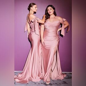 Cinderella Divine CD943 Off Shoulder Formal Prom Long Dress Mauve Size 4